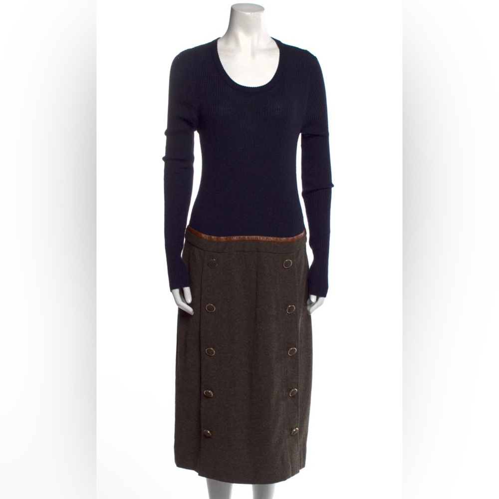 TORY BURCH MARINO WOOL MIDI DRESS RARE CLASSIC RETRO TORY BURCH PREPPY STYLE